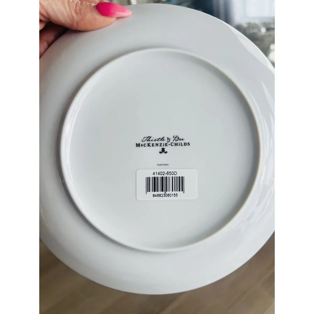 MacKENZIE CHILDS THISTLE AND BEE THE BRIDE SALAD PLATE Set Of 2